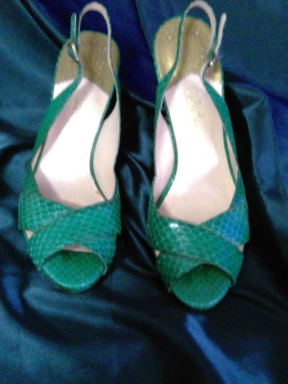 Cole Haan Green Snake Aurora Air Sling Sandals - size 8.5